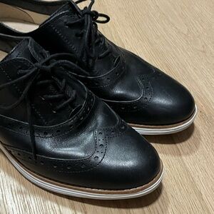 Cole Haan Black Leather Women's Wingtip Oxfords